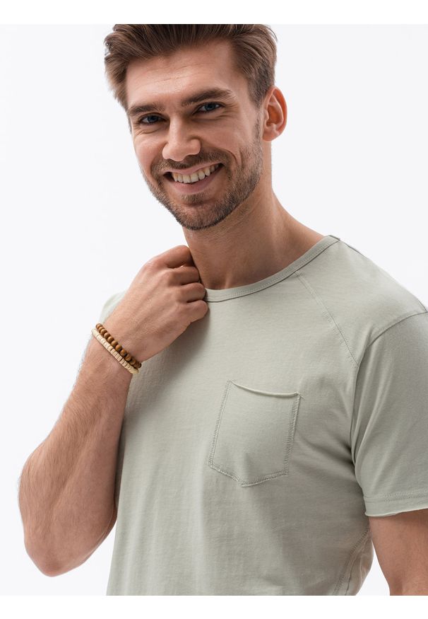 Ombre Clothing - T-shirt męski bawełniany S1384 - szary - XXL. Kolor: szary. Materiał: bawełna. Długość: długie. Styl: sportowy, klasyczny