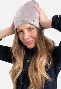 Volcano - Welurowa czapka damska smerfetka H-FROZEN. Kolor: szary. Materiał: welur. Sezon: zima, jesień. Styl: sportowy #1