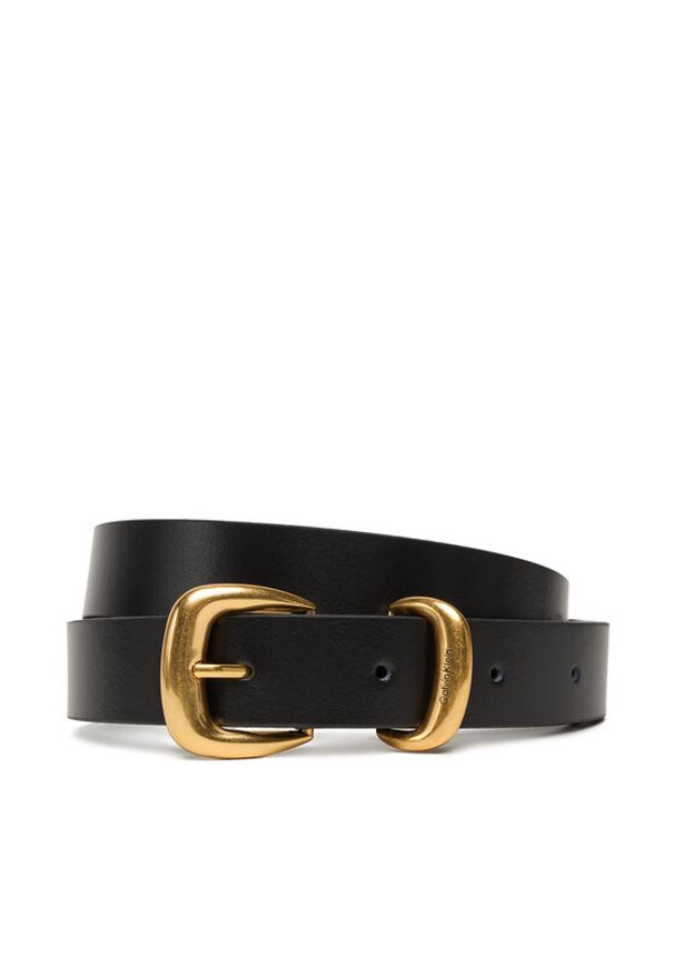 Calvin Klein Pasek Damski Sarah 2 Piece Logo Buckle Belt LV04K7012G Czarny. Kolor: czarny. Materiał: skóra