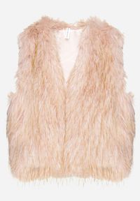 Born2be - Ciemnobeżowa Kamizelka Futrzana Bez Zapięć Loreti. Okazja: na co dzień. Kolor: beżowy. Materiał: futro. Styl: casual, elegancki #6