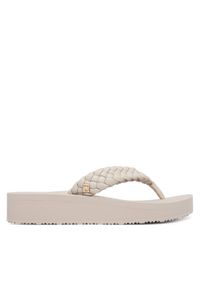 TOMMY HILFIGER - Tommy Hilfiger Japonki Th Wedge Cornrow Beach Sandal FW0FW09037 Écru. Materiał: skóra #1