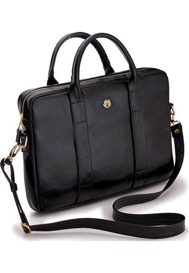 FELICE - Torba Felice Skórzana torba na laptopa Felice Gold FG04 czarna. Kolor: czarny. Materiał: skóra