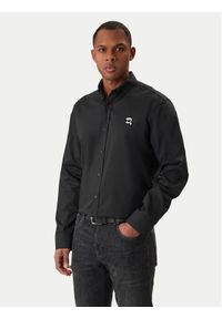 Karl Lagerfeld - KARL LAGERFELD Koszula 605912 561600 Czarny Regular Fit. Typ kołnierza: dekolt w karo. Kolor: czarny. Materiał: bawełna #1