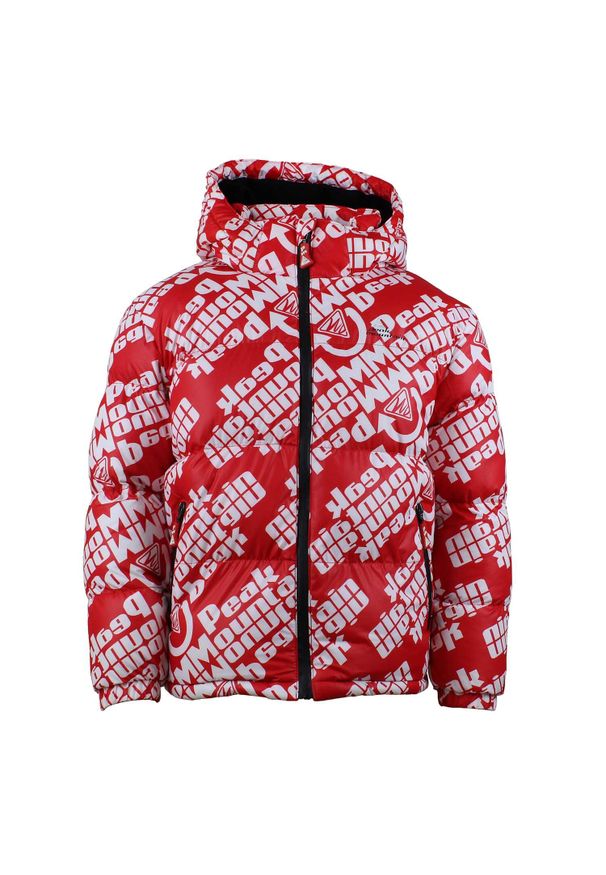 PEAK MOUNTAIN - Dziecięca kurtka puchowa Peak Mountain Elef. Kolor: czerwony. Materiał: puch. Sezon: zima. Sport: narciarstwo