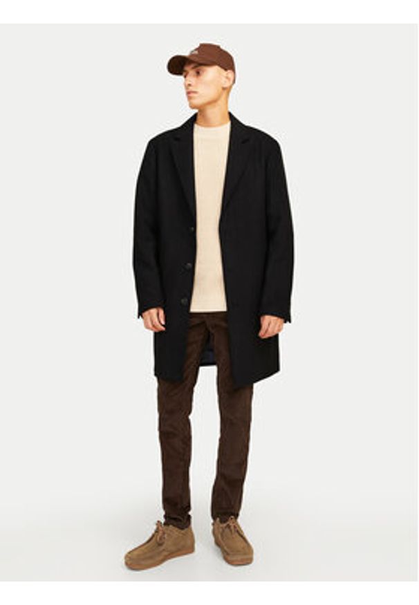 Jack & Jones - Jack&Jones Płaszcz wełniany Harris 12263845 Czarny Regular Fit. Kolor: czarny. Materiał: syntetyk