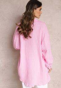 Renee - Różowa Bawełniana Koszula Oversize z Przedłużonym Tyłem Gelacia. Kolor: różowy. Materiał: bawełna. Sezon: wiosna, lato