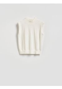 Reserved - Dzianinowa kamizelka z wełną - złamana biel. Materiał: dzianina, wełna #1
