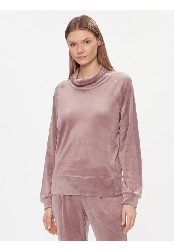 Triumph Bluza Cozy Comfort Velour Sweater 10216547 Brązowy Regular Fit. Kolor: brązowy. Materiał: welur