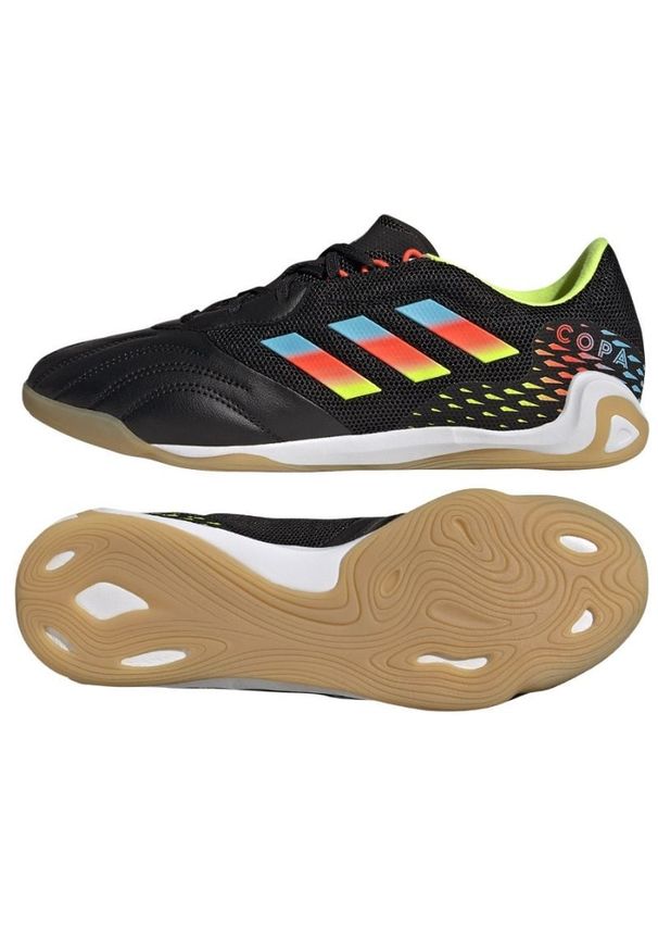 Adidas - Buty piłkarskie adidas Copa Sense.3 In Sala M FY6192 czarne czarne. Zapięcie: sznurówki. Kolor: czarny. Materiał: syntetyk, guma. Szerokość cholewki: normalna. Obcas: na platformie. Sport: piłka nożna