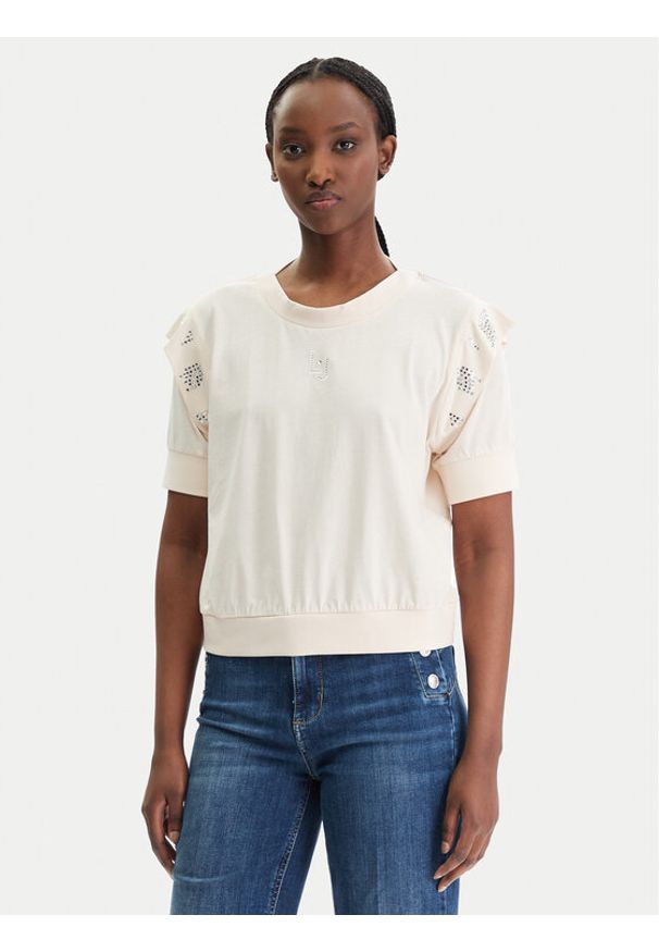 Liu Jo Sport Bluzka TA6030 JS923 Beżowy Regular Fit. Kolor: beżowy. Materiał: bawełna. Styl: sportowy