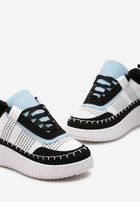 Born2be - Czarne Sneakersy na Platformie z Tweedowymi Wstawkami i Przeszyciami Leganna. Kolor: czarny. Obcas: na platformie #4