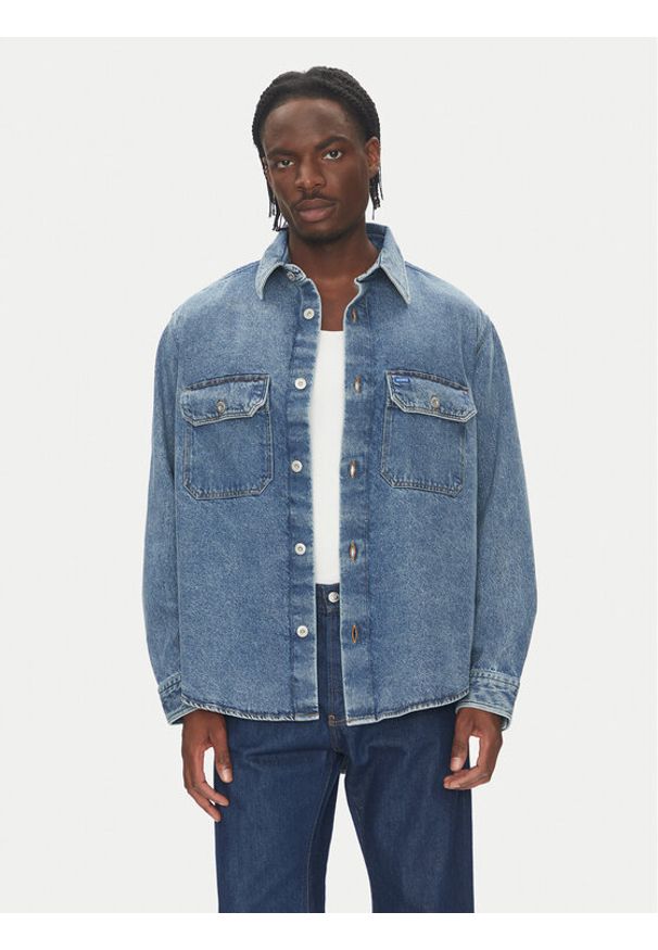 Hugo - HUGO Koszula jeansowa Ebolt 50513853 Granatowy Oversize. Kolor: niebieski. Materiał: bawełna