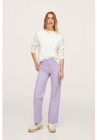 mango - Mango Spodnie damskie kolor fioletowy proste high waist. Okazja: na co dzień. Stan: podwyższony. Kolor: fioletowy. Materiał: włókno. Styl: casual #8