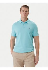 TOMMY HILFIGER - Tommy Hilfiger Polo 1985 MW0MW17770 Turkusowy Regular Fit. Typ kołnierza: polo. Kolor: turkusowy. Materiał: bawełna #1
