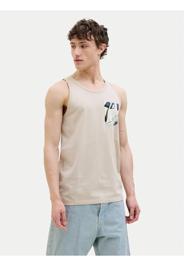 Jack & Jones Tank top Hawaii 12269321 Beżowy Standard Fit. Kolor: beżowy. Materiał: bawełna