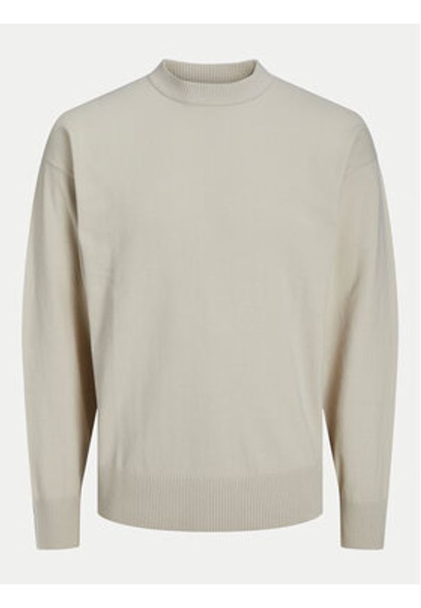 Jack & Jones Sweter Collective 12251556 Beżowy Relaxed Fit. Kolor: beżowy. Materiał: syntetyk, bawełna