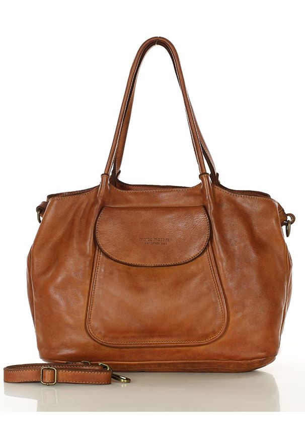 Torebka damska camel MARCO MAZZINI v86a. Kolor: brązowy. Wzór: gładki. Sezon: lato. Materiał: skórzane. Styl: klasyczny, casual, biznesowy, vintage, elegancki. Rodzaj torebki: na ramię