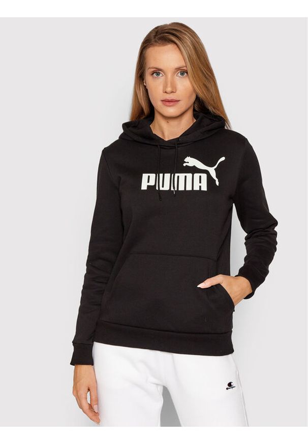 Puma Bluza Essentials Logo 586788 Czarny Regular Fit. Kolor: czarny. Materiał: syntetyk