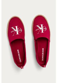 Calvin Klein Jeans - Espadryle. Nosek buta: okrągły. Kolor: różowy. Materiał: syntetyk, materiał, guma. Szerokość cholewki: normalna. Obcas: na obcasie. Wysokość obcasa: niski #4