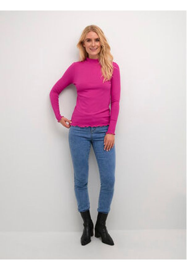 Kaffe Bluzka Kadrew Turtleneck 10507922 Różowy Shaped Fit. Kolor: różowy. Materiał: wiskoza