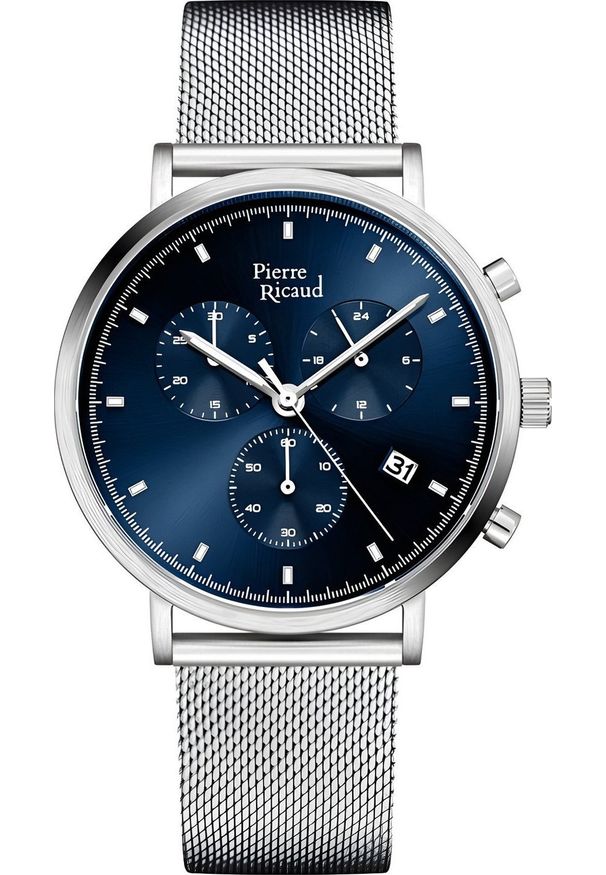 Zegarek Pierre Ricaud Zegarek męski Pierre Ricaud P60046.5115CH srebrny. Kolor: srebrny