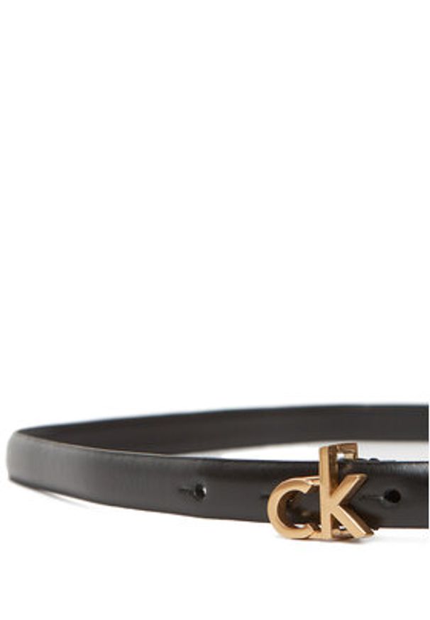 Calvin Klein Pasek Damski Ck Buckle Skinny Belt 15Mm LV04F7034G Czarny. Kolor: czarny. Materiał: skóra