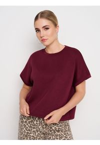 Sinsay - Bluza z krótkim rękawem soft touch - czerwony. Kolor: czerwony. Materiał: wiskoza, dzianina. Długość rękawa: krótki rękaw. Długość: krótkie