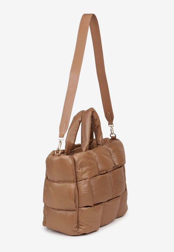 Renee - Beżowa Torebka Typu Shopper Ozdobiona Wypukłym Pikowaniem Vamiste. Kolor: beżowy. Wzór: aplikacja. Materiał: pikowane. Styl: casual