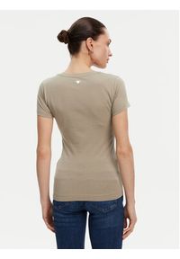 Guess T-Shirt W5GI08 J1314 Khaki Slim Fit. Kolor: brązowy. Materiał: bawełna
