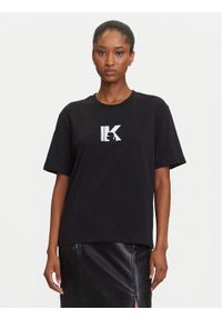 Karl Lagerfeld Jeans T-Shirt A3W17094 Czarny Regular Fit. Kolor: czarny. Materiał: syntetyk, bawełna