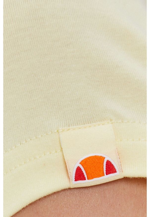 Ellesse - T-shirt bawełniany. Okazja: na co dzień. Kolor: żółty. Materiał: bawełna. Wzór: aplikacja. Styl: casual