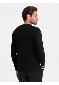 Ombre Clothing - Longsleeve męski o strukturze "wafla" - czarny V4. Okazja: na co dzień. Kolor: czarny. Materiał: bawełna. Długość rękawa: długi rękaw. Styl: klasyczny, sportowy, casual #5