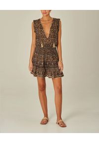 M.A.B.E - Sukienka mini Farrah. Kolor: brązowy. Materiał: bawełna. Wzór: kwiaty. Długość: mini #4