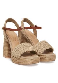 TOMMY HILFIGER - Tommy Hilfiger Espadryle Rope Heel Platform Sandal FW0FW08425 Beżowy. Kolor: beżowy. Materiał: materiał. Obcas: na platformie #4