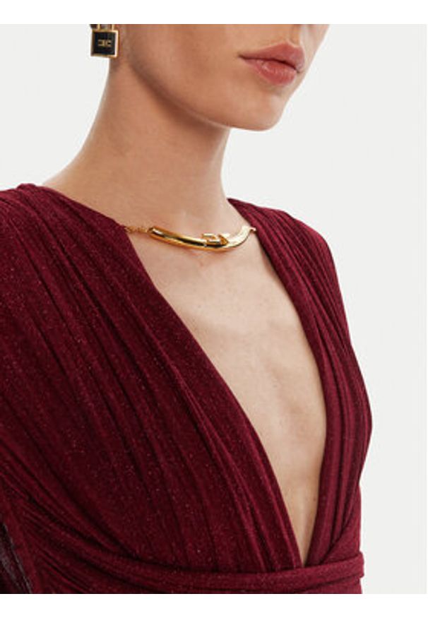 Elisabetta Franchi Sukienka wieczorowa AB-R15-56E2-V690 Bordowy Regular Fit. Kolor: czerwony. Materiał: wiskoza. Styl: wizytowy