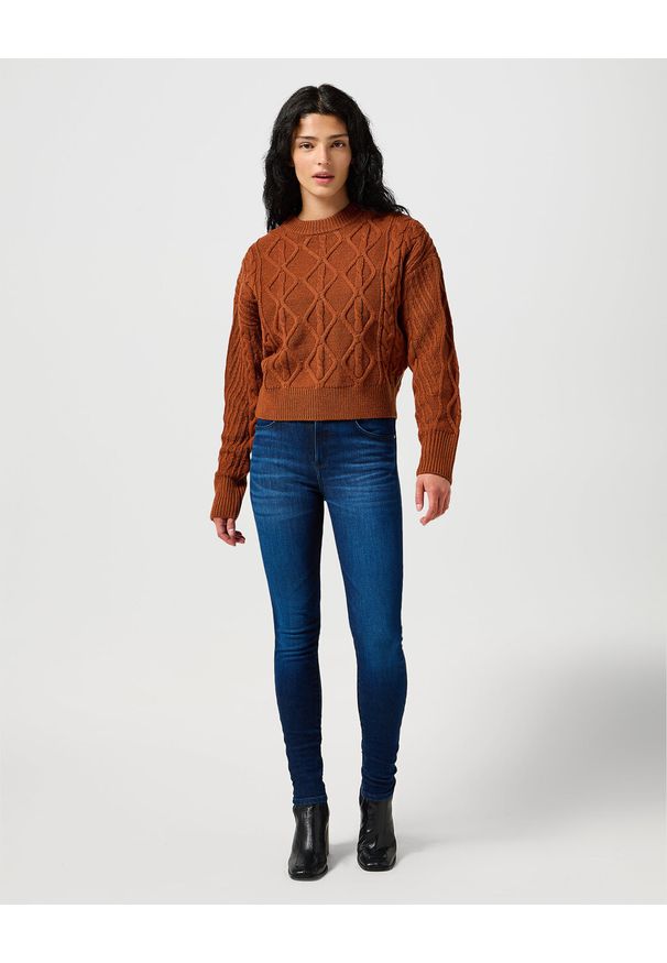 Wrangler - WRANGLER DAMSKIE SPODNIE JEANSOWE HIGH SKINNY SOLSTICE BLUE 112358235 W27H018359