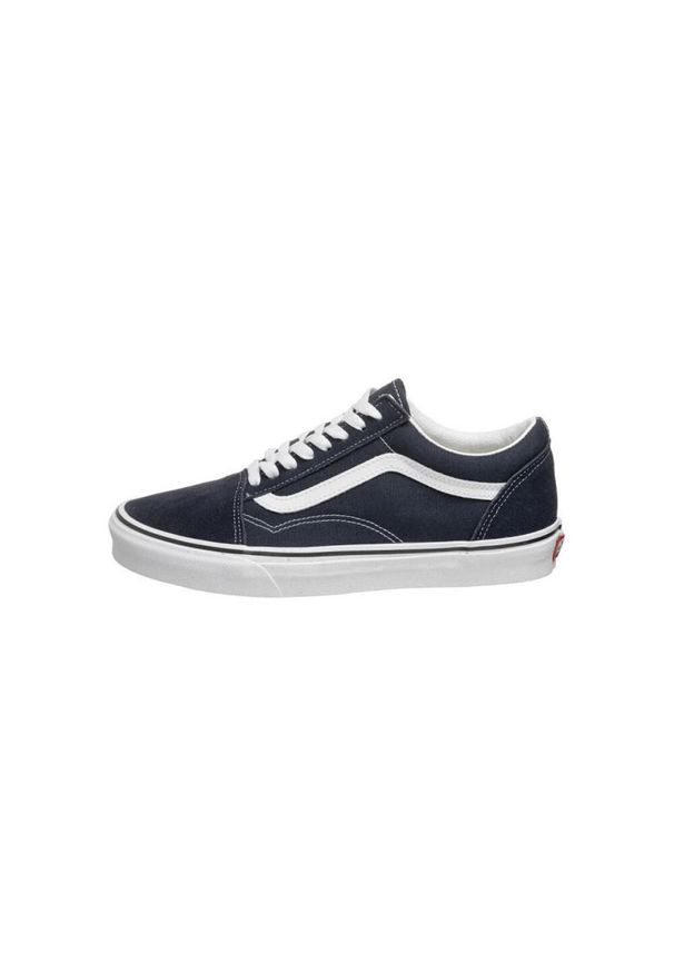 Buty Vans Old Skool Low niebieskie unisex. Okazja: na co dzień. Zapięcie: pasek. Kolor: niebieski. Materiał: zamsz. Szerokość cholewki: normalna. Model: Vans Old Skool. Sport: turystyka piesza