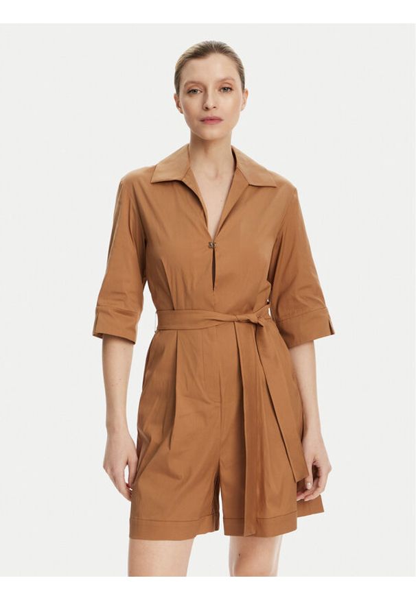 Max Mara Beachwear Kombinezon Canard 2516241019 Brązowy Regular Fit. Kolor: brązowy. Materiał: bawełna