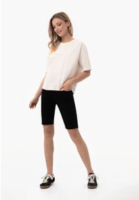 Volcano - Szorty jeansowe, Slim Fit, E-NEDA. Kolor: czarny. Materiał: jeans. Długość: krótkie. Wzór: aplikacja. Styl: klasyczny #1