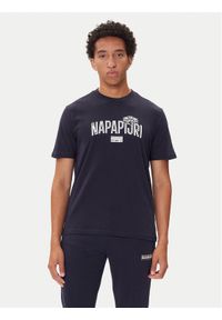 Napapijri T-Shirt S-Funes Ss NP0A88UA Granatowy Regular Fit. Kolor: niebieski. Materiał: bawełna