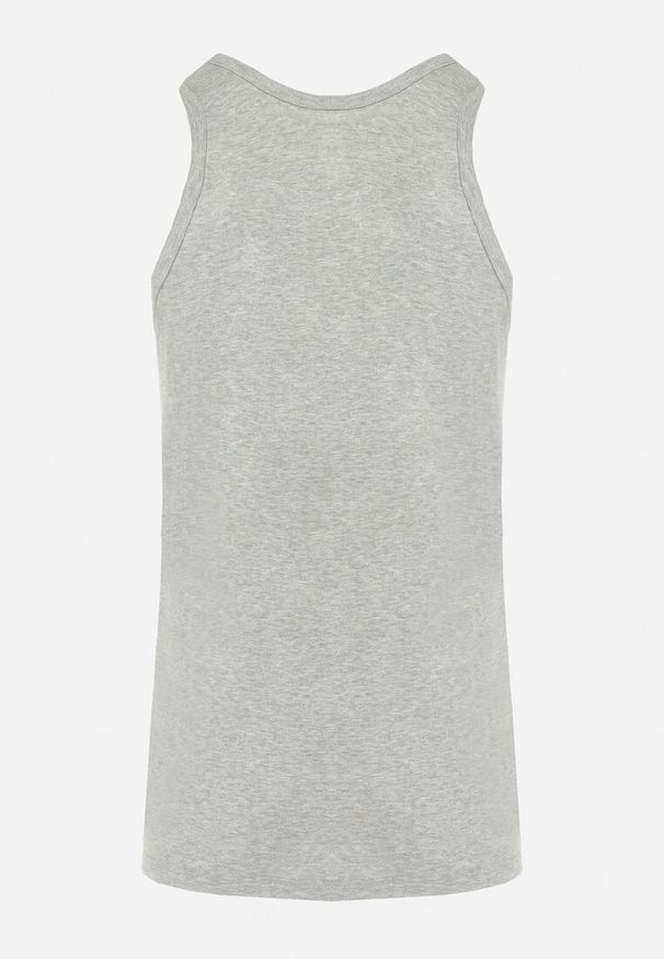 Born2be - Jasnoszara Klasyczna Koszulka Bez Rękawów Tank Top Clecotia. Kolor: szary. Długość rękawa: bez rękawów
