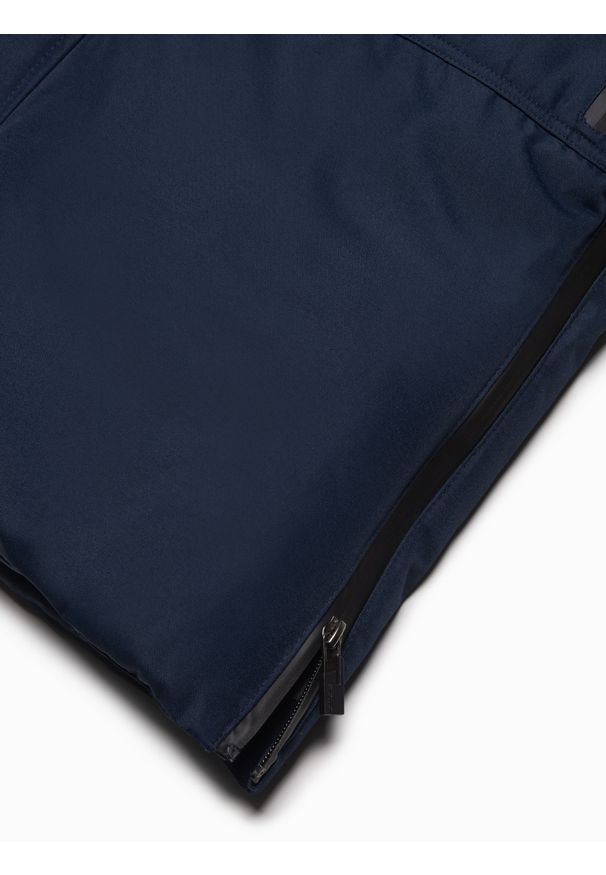 Ombre Clothing - Ocieplana kurtka męska alaska z kieszeniami i rozpinanym dołem – granatowa V1 OM-JALJ-0148 - XXL. Typ kołnierza: kaptur. Kolor: niebieski. Materiał: syntetyk, materiał. Długość: długie. Wzór: moro. Styl: militarny