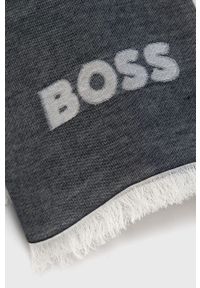 BOSS - Boss szalik męski kolor granatowy wzorzysty. Kolor: niebieski