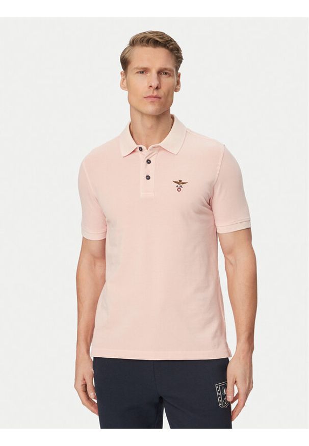 Aeronautica Militare Polo 261PO1925UP00406 Różowy jasny Regular Fit. Typ kołnierza: polo. Kolor: różowy. Materiał: bawełna