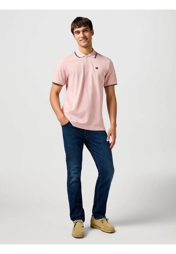Wrangler - MESKA KOSZULKA WRANGLER POLO SHIRT SILVER PINK 112362688. Typ kołnierza: polo