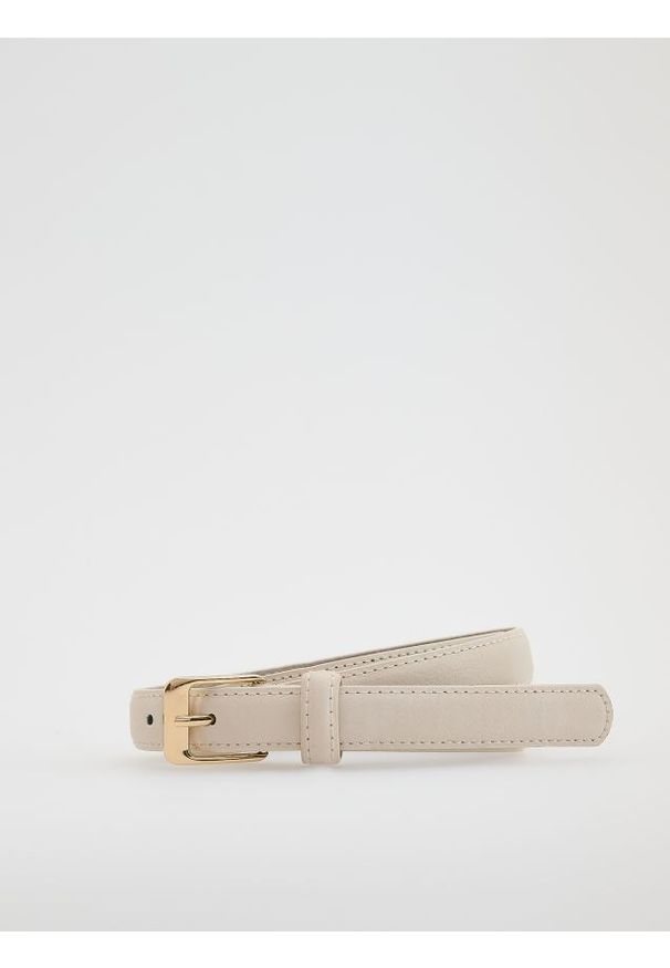 Reserved - Pasek z łączonych materiałów - złamana biel. Materiał: materiał