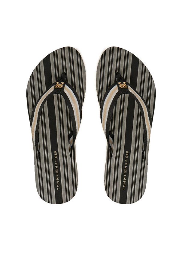 TOMMY HILFIGER - Tommy Hilfiger Japonki Im Th Print Beach Sandal FW0FW08370 Czarny. Kolor: czarny. Materiał: materiał. Wzór: nadruk