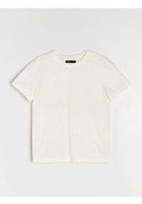 Sinsay - Melanżowa koszulka - kremowy. Kolor: kremowy. Wzór: melanż #1