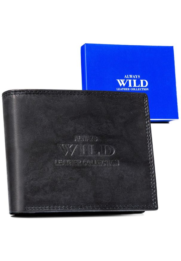 ALWAYS WILD - Portfel skórzany Always Wild AW-N7-MAL niebieski. Kolor: niebieski. Materiał: skóra