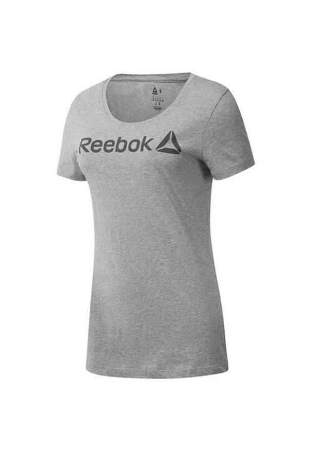 Koszulka sportowa damska Reebok Scoop Neck. Kolor: szary. Długość rękawa: krótki rękaw. Długość: krótkie